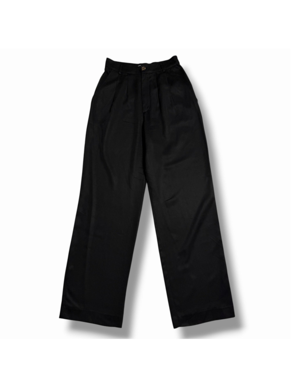 Reformation Mason Pant Black Pleated Wide Leg High Rise Trousers Size 2 EUC - Picture 2 of 10